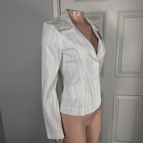 Vintage y2K Rampage Women's Jacket Baby Striped Blazer Prom Party Career F4-8 - Picture 4 of 5